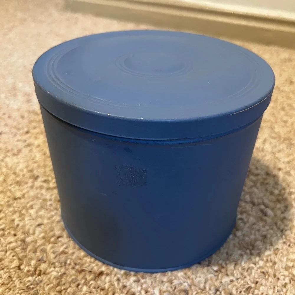 Vintage Style Metal Nesting Canisters Set of 2 Blue Green Farmhouse Tins Handles